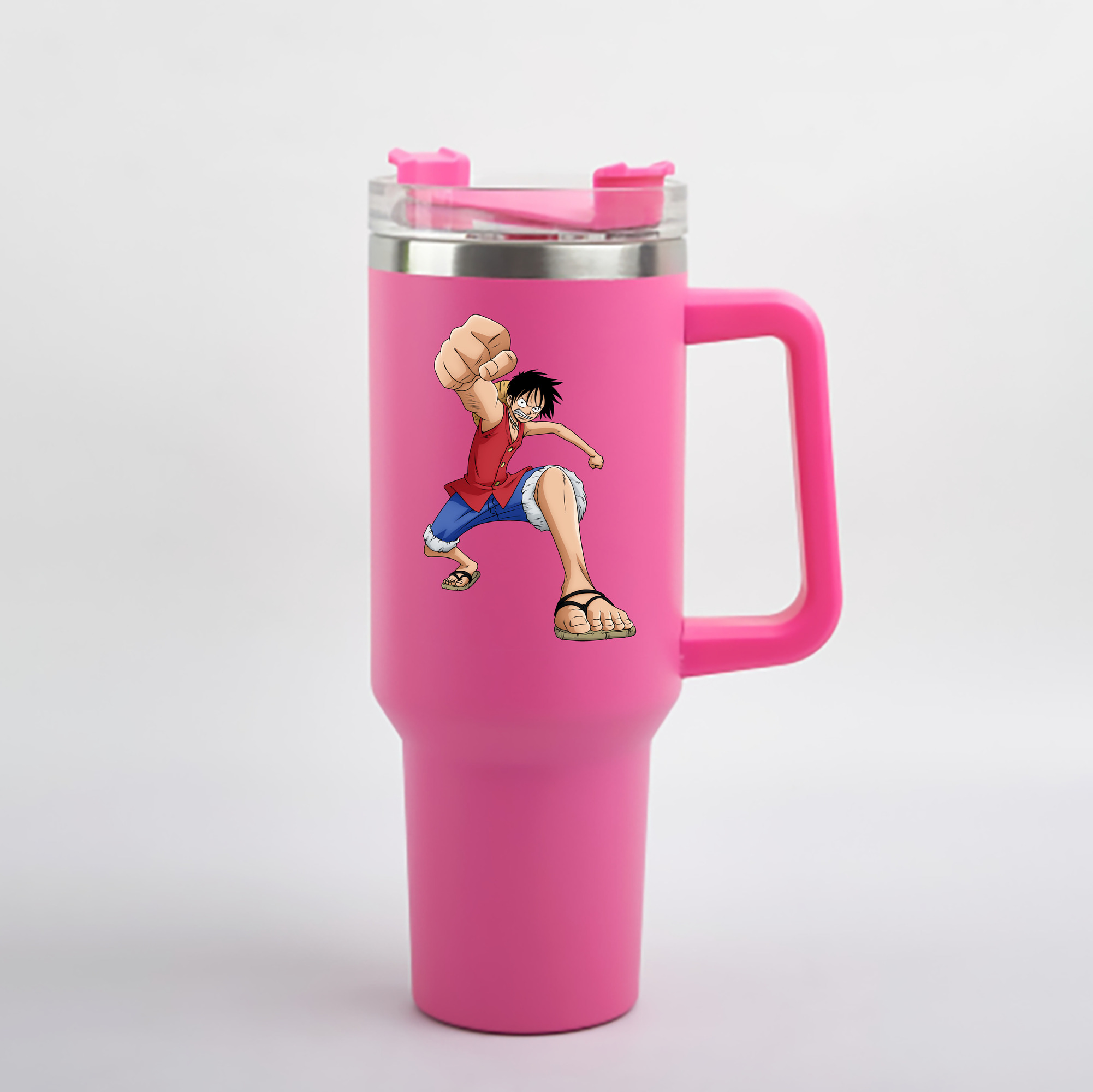 ワンピース モンキー・D・ルフィ ONE PIECE Monkey D. Luffy 1200mL車用タンブラー - クリスタルステッカー（プラスチックストロー付き）